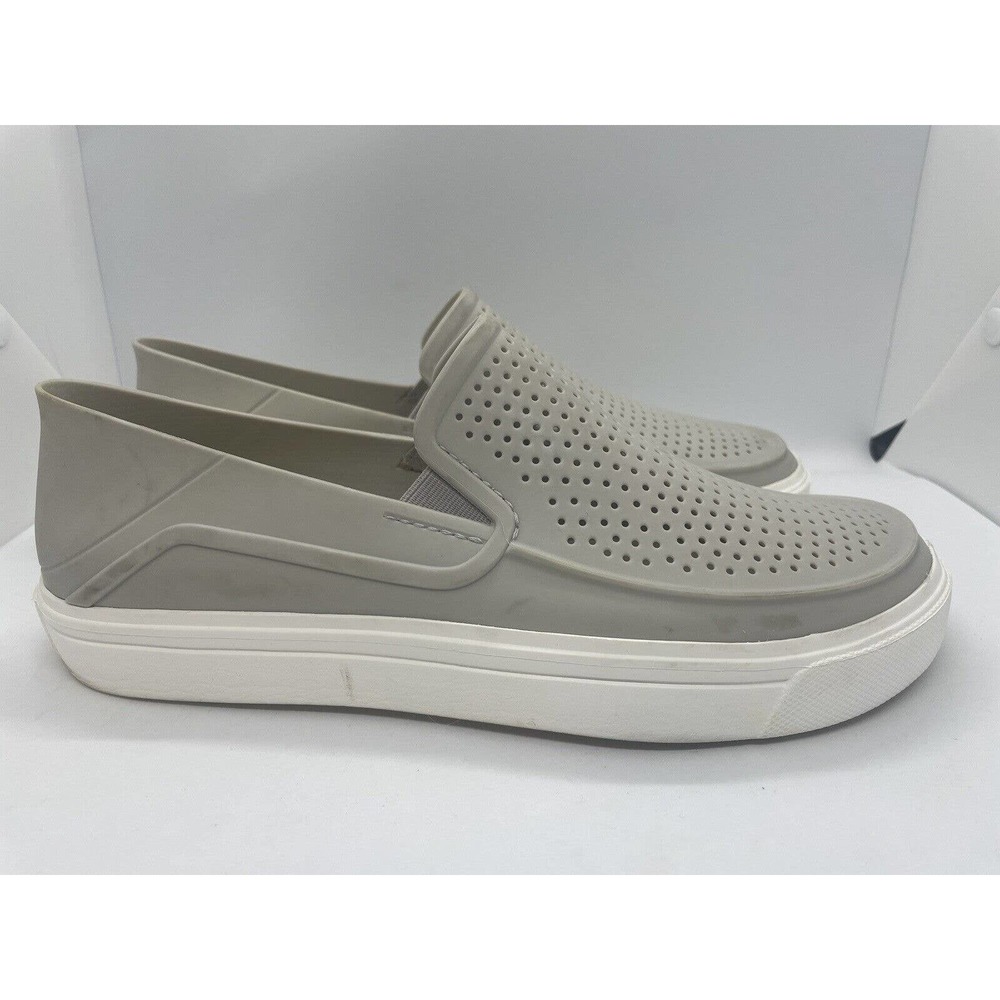 Crocs Citilane Roka Slip-On Gray White 204622 Boat Shoes Loafers Women's Size 10